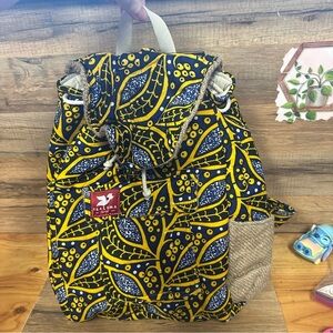 Taaluma Travel the world backpack Ivory Coast burlap African textile